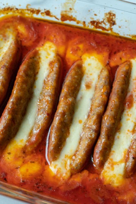 Stuffed Italian Sausage | 12 Tomatoes Stuffed Italian Sausage, Italian Sausage Links, Stuffed Sausage, Mozzarella Stick, Sausage Marinara, Italian Sausages, Sausage Dinner, Mozzarella Cheese Sticks, Italian Sausage Recipes