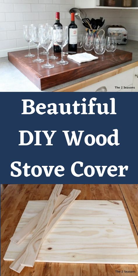 Rv Stove Cover, Wood Stove Cover, Diy Noodles, Gas Stove Top Covers, Wood Gas Stove, More Counter Space, Wooden Stove Top Covers, Stove Board, Diy Wood Stove