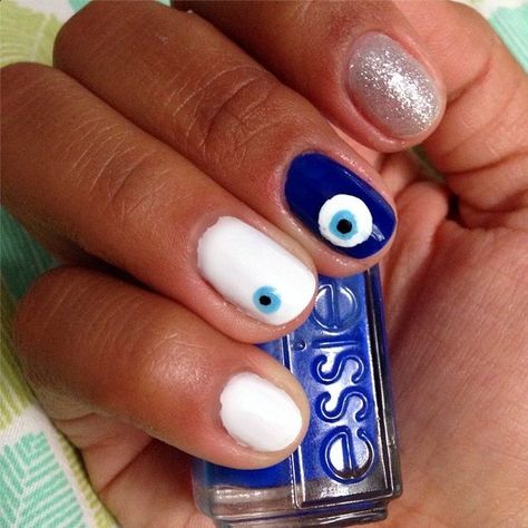 13 Evil Eye Manicures You Won't Be Able to Look Away From Evil Eye Nail Art, Evil Eye Nail, Coffin Acrylic Nails, Evil Eye Nails, Eye Nail Art, Eye Nails, Popsugar Beauty, Trendy Nail Art, Manicure Y Pedicure