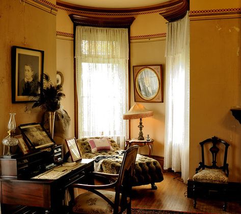 1890 House, Cortland NY - barlettaphotography Yellow House Interior, 1890 House, 1940s Interior, Old House Interior, Blithe Spirit, Victorian Interiors, Buy Curtains, Yellow Houses, Look Classy