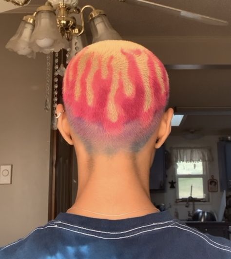 Pink Flames, Buzz Cut, Hair Art, Crochet Earrings, Dye, Hairstyles, Heat, Hair Styles, Hair