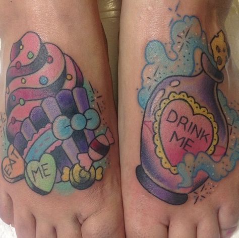 Alice in Wonderland | Mimsy Gleeson Cupcake Tattoos, Tim Burton Tattoo, Blue Tattoo, Rabbit Tattoos, Girly Tattoos, Foot Tattoo, Foot Tattoos, Tattoo You, Skin Art