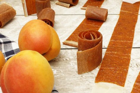 Homemade fruit leather is relatively simple to make and a great way to use up an abundance of fruit. This recipe calls for honey and sugar, but if you're looking for a sugar-free version for the kiddos (or yourself!), try our other fruit leather recipe here. Apricot Fruit Leather Recipe, Fruit Roll Ups Homemade, Homemade Fruit Leather, Fruit Leather Recipe, Fruit Strips, Apricot Fruit, Roll Ups Recipes, Fruit Leather, Fruit Roll