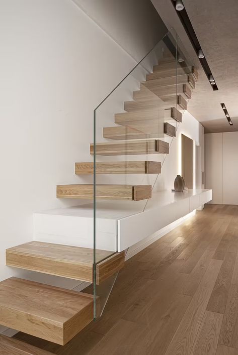 THROUGHglare: Modern Elegance in Łódź by Anna Maj | HomeAdore Home Staircase Design, Small Staircase Ideas, Compact Staircase, Home Staircase, Staircase Design Ideas, Small Staircase, Staircase Interior Design, Luxury Staircase, Wooden Staircase