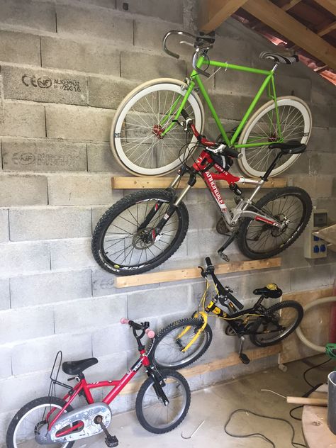 Storage Garage Organization, Bicycle Stands, Diy Bike Rack, Surf Bike, Bicycle Room, Vertical Bike Rack, Bike Rack Garage, Bike Storage Garage, Man Garage