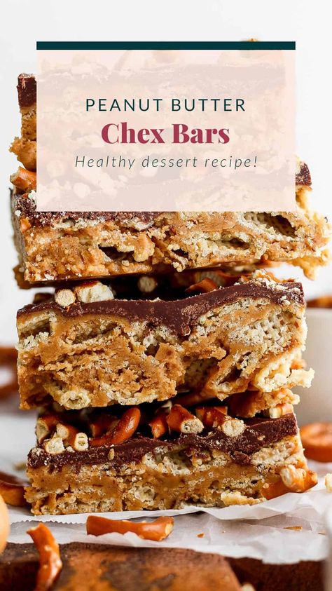 Peanut Butter Chex Bars - Fit Foodie Finds Chex Mix Bars, Chex Cereal Bars, Chex Bars, Peanut Butter Chex, Wedding Cookies Recipe, Oatmeal Bars Healthy, Chocolate Chex, Fit Foodie Finds, Weekly Meal Prep