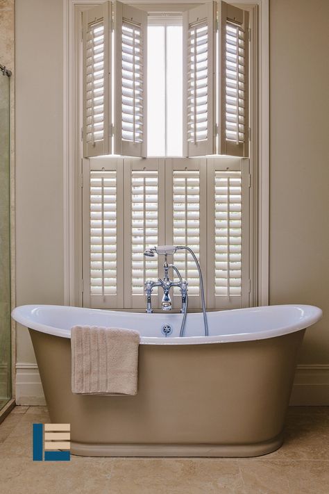 Traditional shutters add the perfect amount of style and privacy to your home – from the bathroom to the living room, custom Louver Shop window treatments are always a good idea! #louvershop #madeintheUSA #windows #windowtreatments #design #designinspo #interiordesign #decorinspo #renovation #interiorinspo #dreamhome #decor #homedecor #housegoals #interiorinspiration #homeinspo #homeideas #howyouhome #shutters #blinds #plantationshutters #traditionalshutters #bathroomdesign #bathroomdecor Cafe Style Shutters, Traditional Shutters, Shutter Designs, Blue Shutters, Interior Shutters, Wooden Shutters, Bathroom Windows, Cafe Style, Wooden Blinds