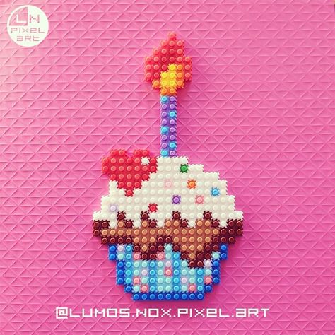 Anna @ Lumos Nox Pixel Art on Instagram: “🎵 Happy Birthday to me! 🎵 For one more year of new projects and experiences! 💕 . . . . .  #PixelArt #pixel #8bit #voxel #voxelart #3D…” Perler Bead Happy Birthday, Happy Birthday Pixel Art, Birthday Cross Stitch, Lumos Nox, Pony Bead Patterns, Happy Birthday To Me, Instagram Happy Birthday, Pony Beads, Alpha Patterns