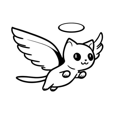 Angel Cat Drawing, Cat With Angel Wings, Angel Outline, Gato Angel, Angel Wings Svg, Winged Cat, Wings Sketch, Angel Silhouette, Cat Angel