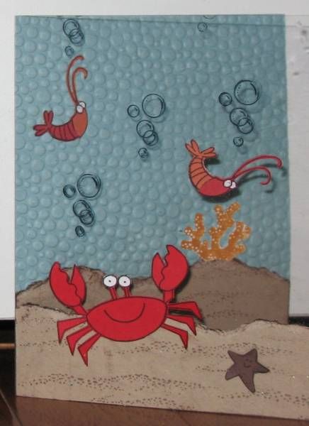 Splitcoaststampers: FOOGallery - Crab & Company on Acetate Techniques - Crafts & Projects Gallery Beachy Cards, Mermaid Cards, Sandy Claws, Beach Cards, Summer Cards, White Gel Pen, Sea Theme, Friends Are Like, Crafts Projects