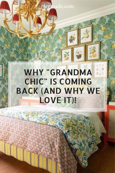 Granny Sheek Decor, Granny Chic Interior Design, Grandmillenial Decor Style, Granny Chic Dining Room, Making A New Build Cosy, Grandmillenial Style Bedding, Granny Chic Decor Vintage Homes, Granny Home Decor, Granny Millenial Decor