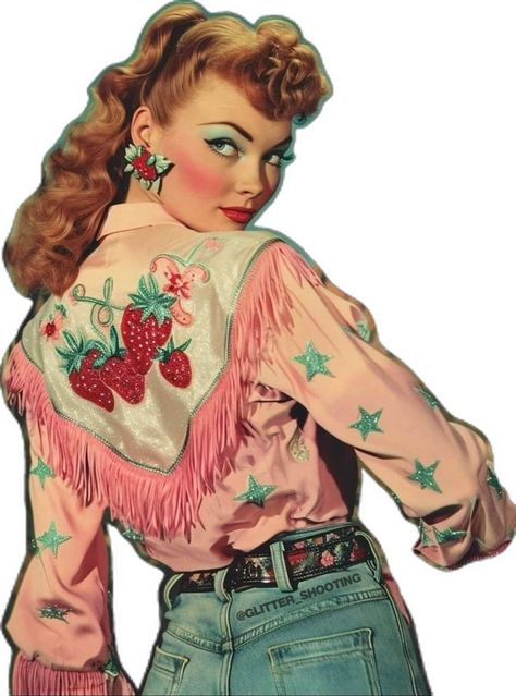 Strawberry Theme, Western Glam, Pinup Art, Modern Heart, Cowgirl Aesthetic, Far West, Vintage Cowgirl, Vintage Cowboy, Cowboy Style