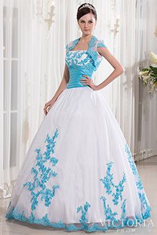 dress Wedding Dresses Ball Gown With Sleeves, Blue Wedding Gowns, White Quinceanera Dresses, Wedding Dresses Images, White Bridal Gown, Blue Ball Gowns, Cowgirl Dresses, Metal Wedding, Elegant Ball Gowns