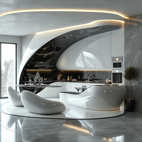 Avant Garde Interior Design and the Future of Home Decor • 333+ Images • [ArtFacade] Hi Tech Interior, Airbnb Ideas Interior Design, Avant Garde Interior Design, Futuristic House Interior, Futuristic Home Interior, Futuristic Kitchen Design, Futuristic Rooms, Futuristic Home Design, Dark Modern House