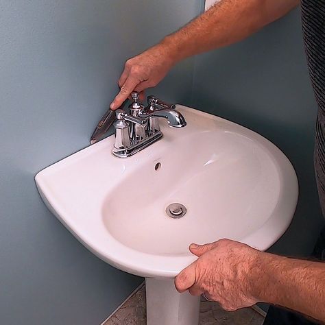 How to Upgrade Your Bathroom Vanity | Family Handyman Replace Bathroom Sink, Bathroom Vanity And Sink, New Bathroom Vanity, Sink Diy, Joe Cruz, Bathroom Sink Units, Bubble Levels, Diy Bathroom Vanity, Project Steps