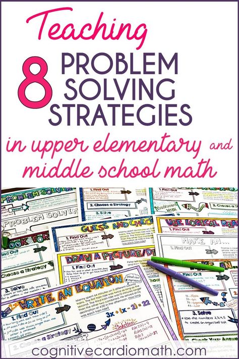 Image of 8 problem solving strategies for upper elementary and middle school math Math Problem Solving Strategies, Problem Solving Strategies, Problem Solving Activities, Math Writing, Student Problems, Math Problem, Upper Elementary Math, Math Problem Solving, Math Interactive Notebook