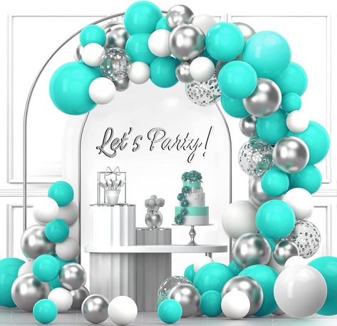 Turquoise Balloons, Galaxy Balloons, Teal Wedding Cake, Teal Balloons, Turquoise Party, Silver Balloons, Silver Confetti, Transparent Balloons, Gold Confetti Balloons