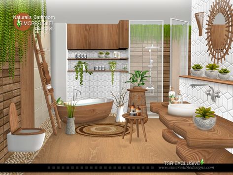 The Sims Resource - Naturalis Bathroom Sims 4 Cc Boho Bathroom, Simcredible Naturalis, Ts4 Furniture Cc Bathroom, Sims4 Bathroom Cc, Ts4 Cc Bathroom, Stardew Furniture, Ts4cc Furniture, Sims 4 Bathroom, Mods Ts4