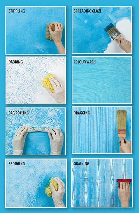 Wall Paint Sponge Design, Blue Textured Wall Paint, Colorwash Walls Painting Techniques, Turquoise Painting Ideas, Blending Paint On Walls, Wall Painting Techniques Texture, Diy Wall Texture Ideas Paint, Bedroom Wall Designs Paint Ideas Creative, Sponge Painting Walls Diy