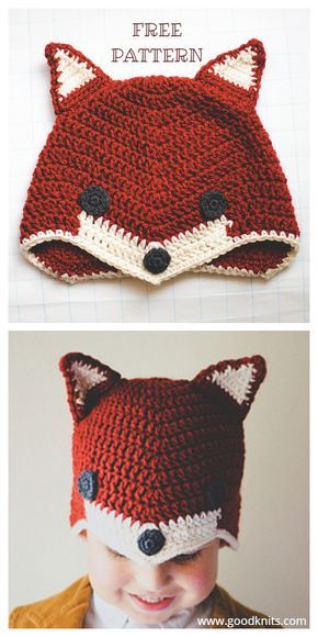 Crochet Sly Fox Hat Free Crochet Pattern Knit Fox Hat Pattern, Fox Hat Crochet, Crocheted Fox, Crocheted Fox Pattern, Fox Hat, Crocheted Hat, Haken Baby, Crochet Blog, Fox Pattern