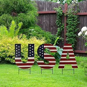 Patriotic Yard Decor, Veterans Day Party, Lawn Stars, Patriotic Garden, Stars Decor, Metal American Flag, Metal Barn, Yard Decorations, Outdoor Decorations