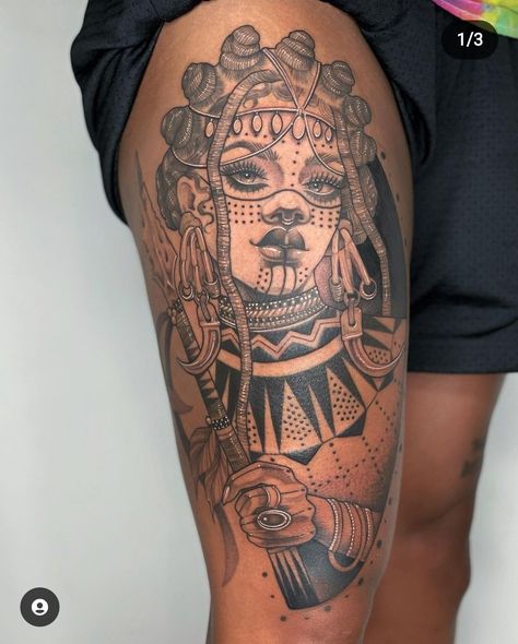 African Sleeve Tattoo, Detailed Tattoos, Dark Skin Tattoo, African Tattoo, Black Art Tattoo, Black Girls With Tattoos, Theme Tattoo, Pretty Tattoos For Women, Tattoos For Black Skin