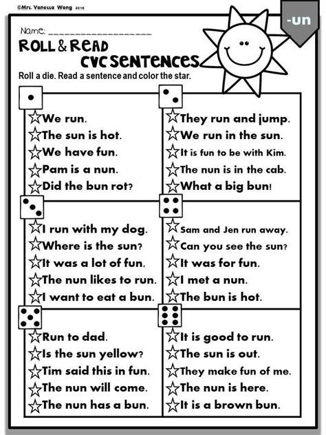 Very First Sight Word Sentences ~ Guided Reading Levels A Roll And Read Sentences, Cvc Sentences, Prek Reading, Cvc Fluency, Sentences Kindergarten, Learn Phonics, Roll And Read, Phonics Printables, Phonics Cvc