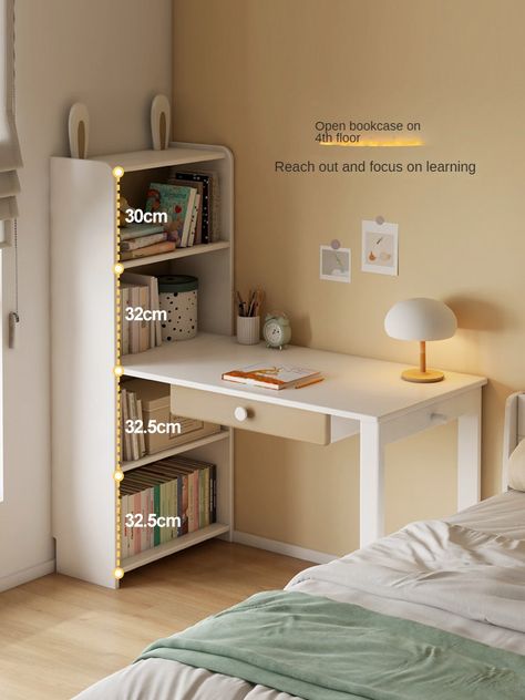 Children Desk Ideas, Small Bedroom With Study Area, Study And Bedroom Combined, Kids Desk Area In Bedroom, Kids Study Room Ideas, Kids Desk Area, Kids Study Area, Desk For Kids, Small Room Desk