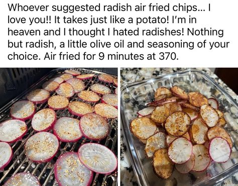 Radish Chips, Fried Chips, Air Fry Recipes, A Potato, Air Fryer Recipes Easy, Air Fryer Recipes Healthy, Radishes, Ww Recipes, Weight Watchers Meals