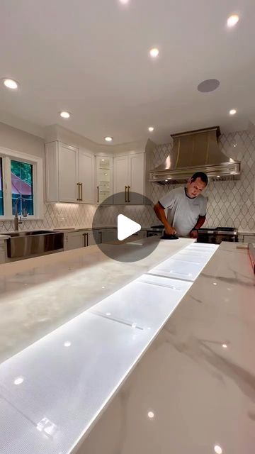 Mega Mansions on Instagram: "A backlit semi-precious stone and porcelain combo island countertop install. By: @faithfulcountertops #MegaMansions" Backlit Countertop, Porcelain Kitchen Countertops, Island Countertop, Mega Mansions, Island Countertops, Kitchen Countertop, Kitchen Countertops, Instagram A, Semiprecious Stones