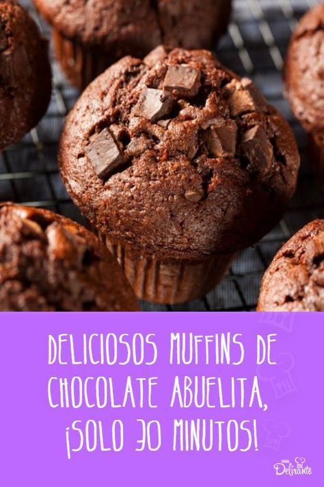 Deliciosos MUFFINS de CHOCOLATE abuelita, ¡solo 30 minutos! Chocolate Abuelita, Coconut Hot Chocolate, Clean Eating Lunch, Torte Cupcake, Chocolate Dreams, Cheesecake Cake, Oreo Cake, Chocolate Dessert Recipes, Chocolate Muffins