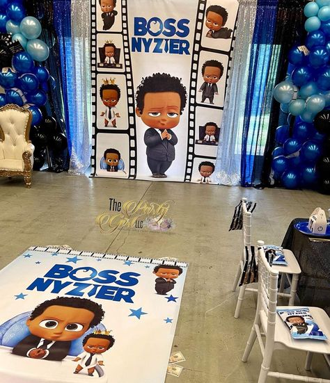 Boss Baby Birthday Party Ideas | Photo 1 of 18 | Catch My Party Black Boss Baby Birthday Party Boy, Baby Boss Decoration Ideas, Boss Baby Birthday Party Boy, Baby Birthday Party Ideas, Boss Baby Birthday Party, Baby First Birthday Themes, Baby Party Decorations, Baby Theme