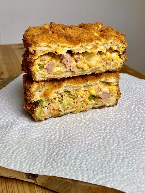 https://www.provecho.bio/@pollypocketsy/korean-croquette-toasts Panini Sandwiches, Canned Meat, Appetizer Salads, More Recipes, Croquettes, Bread Crumbs, Cheddar Cheese, Cheddar, Appetizer