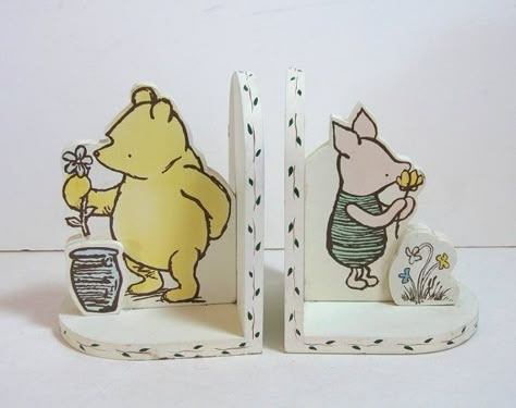 Vintage Winnie The Pooh And Piglet Bookends Nursery Winnie The Pooh, Winnie The Pooh Vintage, Winnie The Pooh And Piglet, Pooh Nursery, Winnie The Pooh Nursery, Pooh And Piglet, Wooden Bookends, Baby Room Themes, Bear Nursery