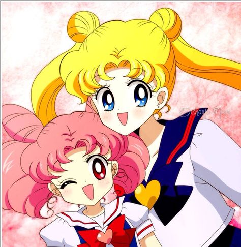 Serena and Rini Chibi Usa, Sailor Mini Moon, Powerpuff Girls Characters, Sailor Moon Pin, Sailor Moon Stars, Sailor Moon Fan Art, Sailor Moon Usagi, Moon Princess, Sailor Chibi Moon