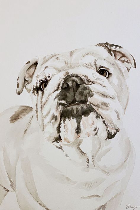 English Bull Dog, pet painting, watercolor, dog, etsy, bulldog Bulldog Watercolor Painting, English Bulldog Painting, Pets Painting, Bulldog Watercolor, Bulldog Painting, English Bulldog Art, Bulldog Drawing, Bulldog Artwork, Pet Paintings