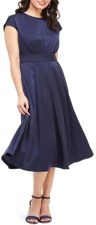 Gal Meets Glam Julia Crepe Back Satin Midi Dress Petite Midi Dress, Gal Meets Glam Collection, Navy Blue Midi Dress, High Low Maxi Dress, Gal Meets Glam, Tie Waist Dress, Pleated Maxi Dress, Satin Midi Dress, Simply Vera Wang