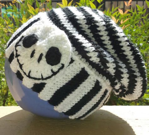 Crochet jack hat on etsy.com/shop/BoutiqueofVirtuosity Jack Skeleton Crochet Hat, Jack Skellington Hat Crochet Pattern, Crochet Jack Skellington Hat, Jack Skellington Crochet Hat, Nightmare Before Christmas Crochet Hat, Crochet Elf Hat Pattern, Bunny Hat Crochet, Funny Crochet Gifts, Crochet Elf Hat