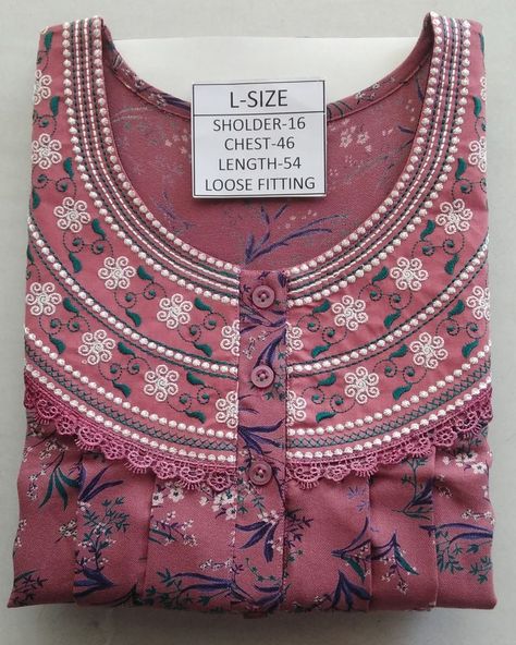 ALPINE EMBROIDERY PLEATED NIGHTY FULLY COMFORTABLE. Fit type is loose fitting. It consist of pocket. Fabric Cotton, Loose Fitting, Cotton Blend, India, Embroidery, Pattern, Fabric, Clothes