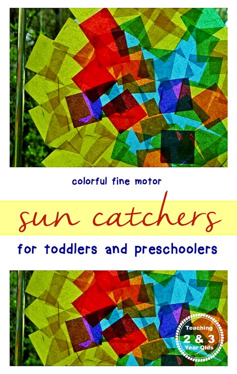 Colorful window art for toddlers and preschoolers from Teaching 2 and 3 Year Olds Tissue Paper Window, Crafts Storage, Tissue Paper Art, Toddler Arts And Crafts, Toddlers And Preschoolers, Toddler Art, Toddler Fun, Window Art, Preschool Art