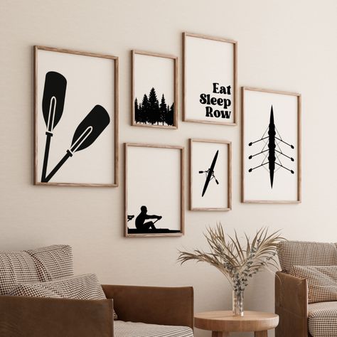 Rowing Gallery Set of 6 Drawings, Minimalist Art Print, Rower Poster, Athlete Gift, Digital File, Water Boat Prints, Black Canoe Kayak Rowing Oar Tattoos, Rowing Oars Decor, Rowing Tattoo, Canoe Drawing, Rowing Drawing, Rowing Illustration, Canoe Illustration, Rowing Artwork, Drawing Minimalist Art