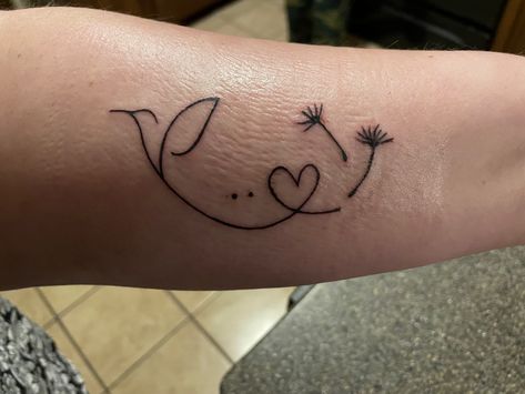 Hummingbird Dandelion Tattoo, Heart Hummingbird Tattoo, Hummingbird And Heart Tattoo, Infinity Hummingbird Tattoo, Infinity Tattoo With Hummingbird, Hummingbird Memorial Tattoo Mom, Infinity Tattoo With Birds, Infinity Sign Tattoo, Husband Tattoo