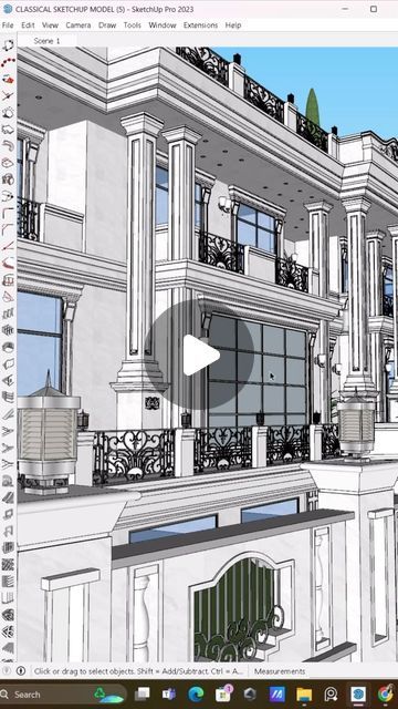 Sketch Up Architecture 3d, Sketchup Model Architecture, Sketchup Tutorial Architecture, Sketchup Vray Render, 3d Were House Sketchup, Sketchup 3d Warehouse, Architecture Drawing Plan, Reels Instagram, Sketchup Model