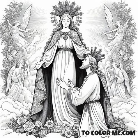 Mary’s Divine Monarchy: Catholic Activity - https://www.tocolorme.com/?p=33120&utm_source=SocialAutoPoster&utm_medium=Social&utm_campaign=Pinterest Mary Immaculate, Song Of Songs, Rose Coloring Pages, Liturgical Seasons, Gospel Of Luke, The Blessed Virgin Mary, Queen Of Heaven, Blessed Virgin, Blessed Virgin Mary