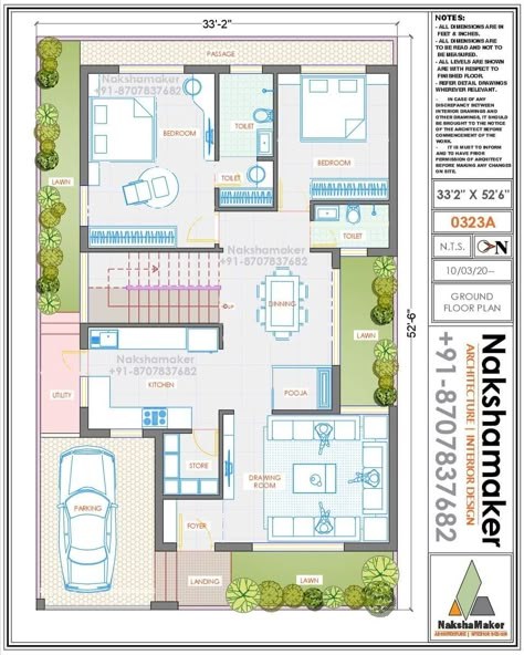 East Facing Plan, Mini House Plans, 30x50 House Plans, 20x40 House Plans, 30x40 House Plans, 2bhk House Plan, Modern House Floor Plans, Project D, Indian House Plans