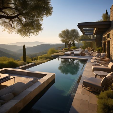 A modern classic tuscany villa with infinty pool Tuscan Backyard, Modern Italian Villa, Modern Tuscany, Modern Tuscan, Italy House, Villa Pool, Luxury Beach Resorts, Tuscany Villa, Infinity Edge Pool