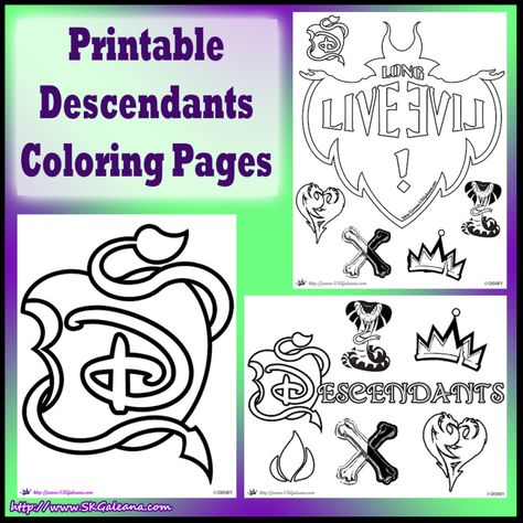 Printable Descendants Coloring Pages Descendants Party Ideas, Descendants Coloring Pages, Descendants Party Ideas Birthdays, Disney Villain Party, Disney Descendants Party, Villains Party, Descendants Party, Evil Villains, Disney Descendants