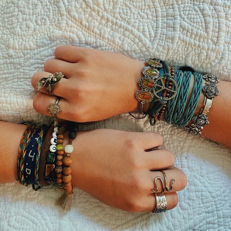 Boho Ring Stack, Lauren Daigle Style Bracelets, Lauren Daigle Bracelets, Hippie Festival Bracelet Jewelry, Layered Jewelry Hippie, Lauren Daigle Style, Beach Hippie Hand Wrapped Jewelry, Hippie Turquoise Festival Jewelry, Bohemian Festival Layered Choker Necklace