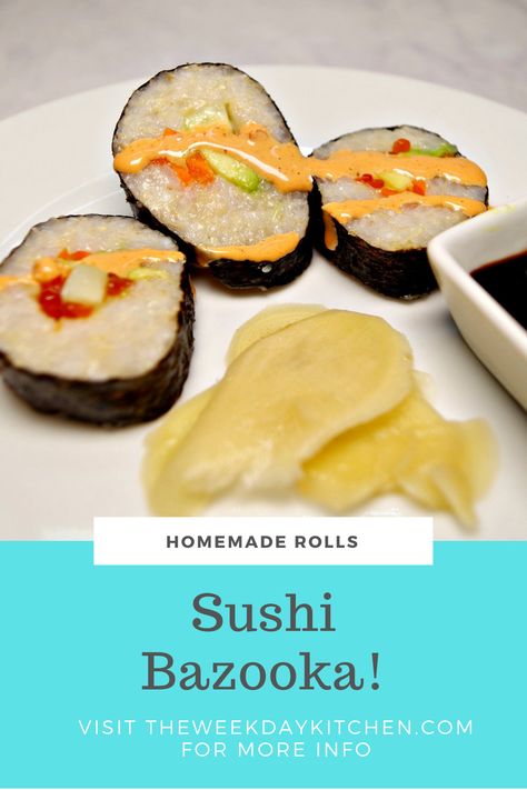 This little gadget makes sushi rolls SO easy and fun! Made easy with my step by step instructions and pictures of the process. Brown Rice Sushi, Sushi Bazooka, Sushi Rolling, Salmon Caviar, Homemade Rolls, Pickled Ginger, How To Make Sushi, Sushi Roll, Seasoned Rice