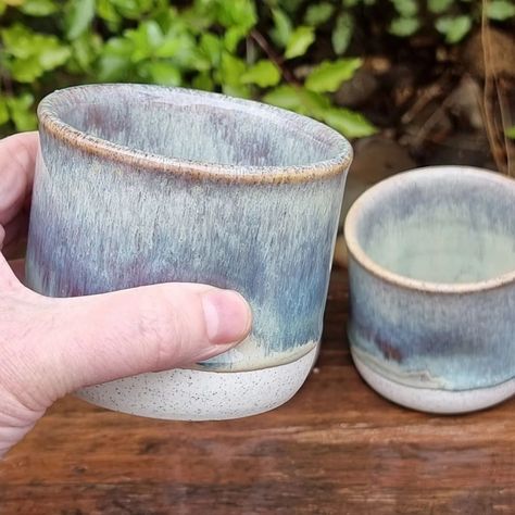 Lindie Lou's Pottery (@lindielouspottery) • Instagram photos and videos Thumb Cup Pottery, Mayco Birch, Thumb Cup, Amaco Brent, Cup Pottery, Speckled Clay, Pottery Ceramics, Glaze, Good Morning